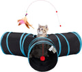 Pet Cat Tunnel Tube Cat Toys 3 Way Collapsible, Tunnels for Indoor Cats，Kitty Bored Peek Hole Toy Ball Cat, Puppy, Kitty, Kitten, Rabbit