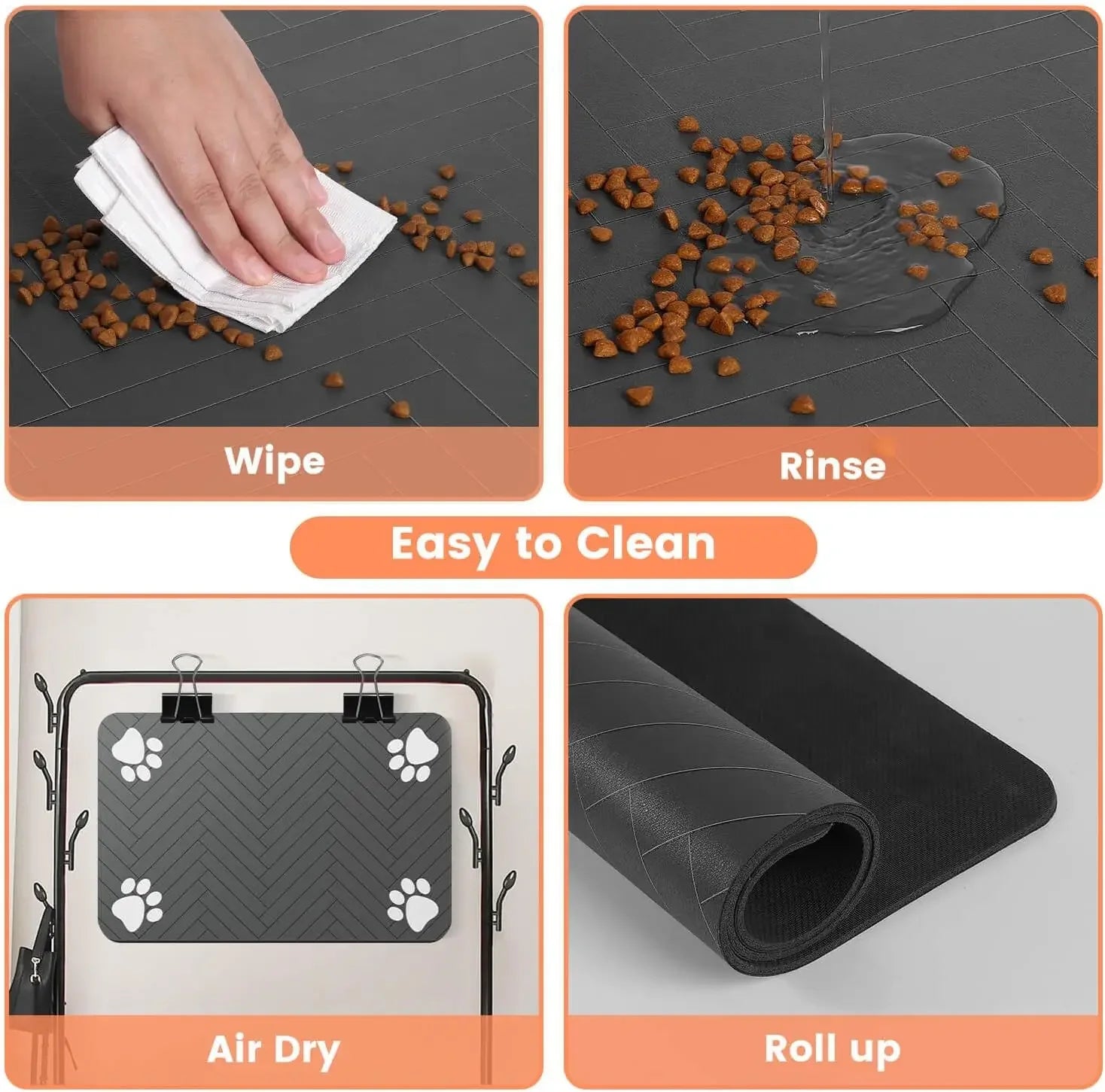 S（Little Kitten ）、M、L Bsorbent Pet Feeding Mat, Waterproof Placemat for Dog & Cat Food & Water Bowls, Quick-Dry Rubber Backing
