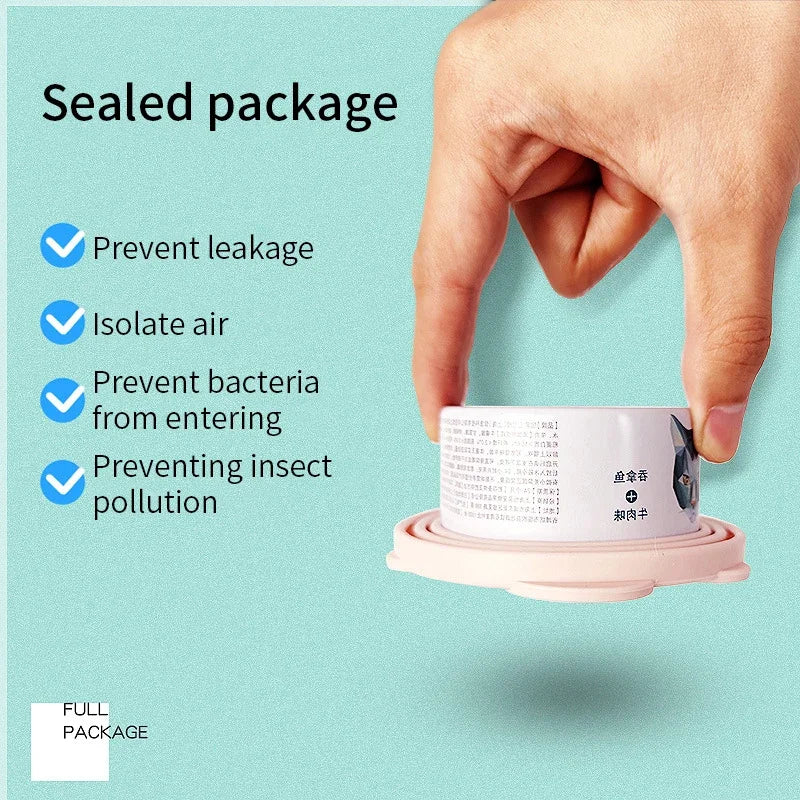 New Portable Silicone Dog Cat Canned Lid 2-In-1Food Sealer Spoon Pet Food Cover Storage Fresh-Keeping Lids Bowl Pets Products