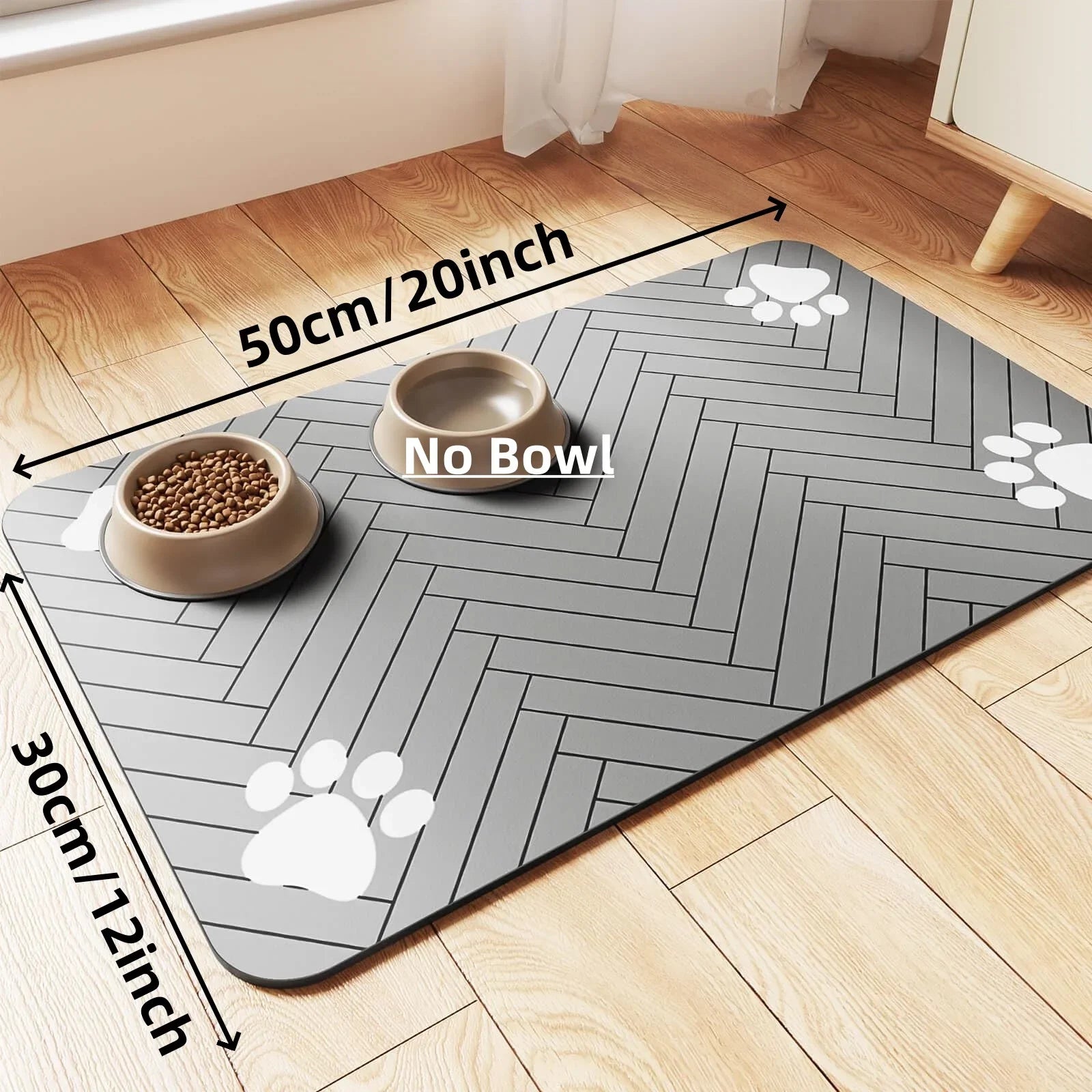 S（Little Kitten ）、M、L Bsorbent Pet Feeding Mat, Waterproof Placemat for Dog & Cat Food & Water Bowls, Quick-Dry Rubber Backing