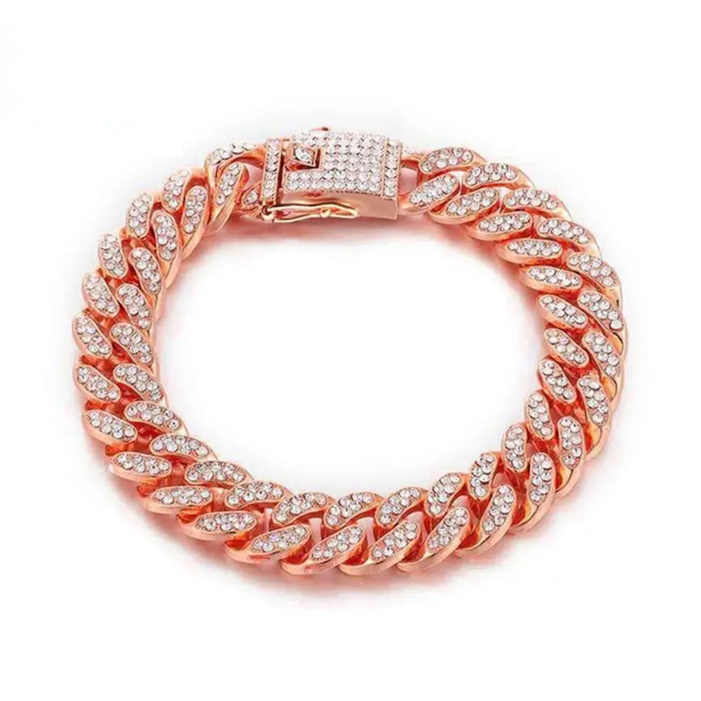 Rhinestone Luxury Metal Fighting Necklace Dog Accessories Pet Supplies Dog Jewelry Collar Pet Chain Necklace